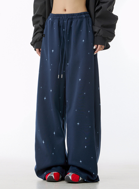 it :5cm/FIVECM星星印花抽绳宽松卫裤男女2025秋冬运动阔腿裤长裤
