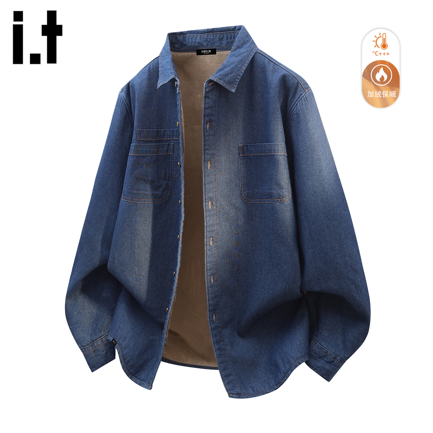 美式加绒牛仔外套男士保暖夹克