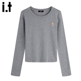 it :5cm/FIVECM马年印花纯棉圆领长袖T恤女2026新款显型内搭上衣