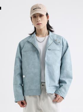 it :5cm/FIVECM绿色防风pu皮皮衣夹克外套男士2025秋季机车服上衣