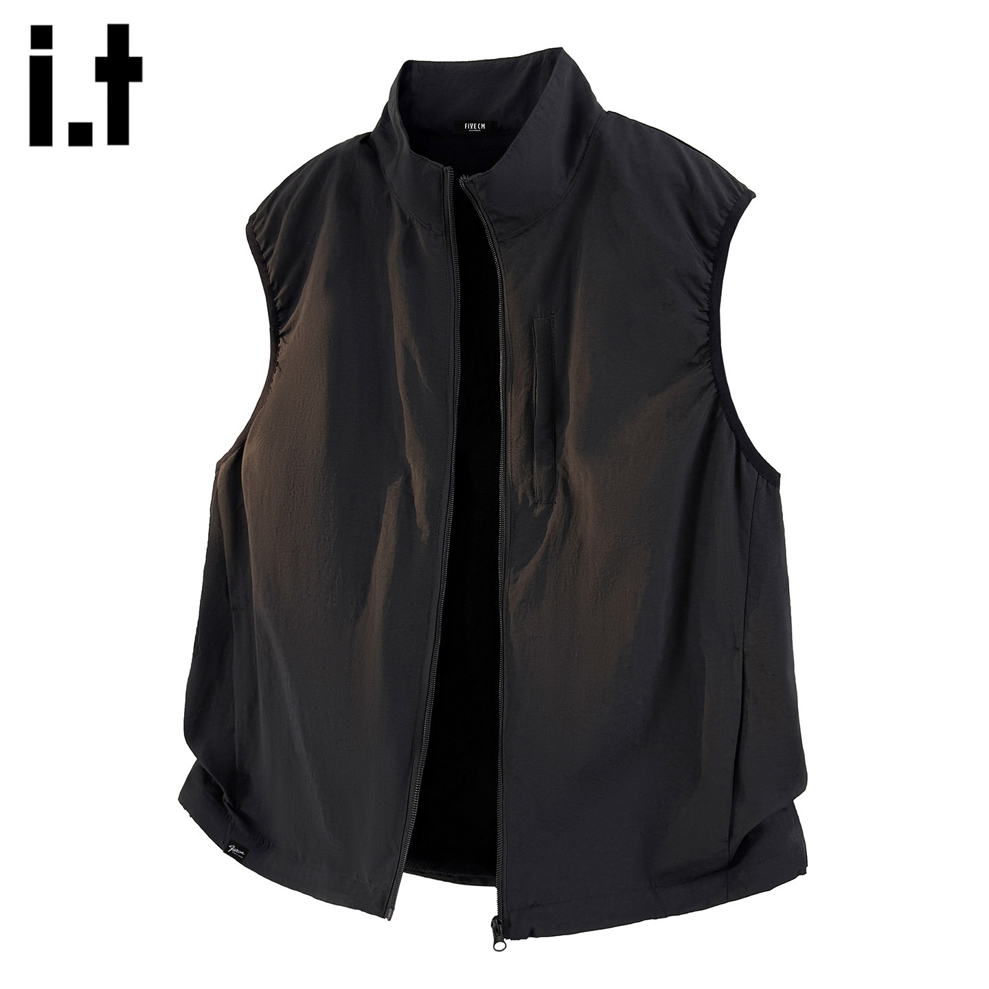 it5cm黑色立领马甲运动外套宽松