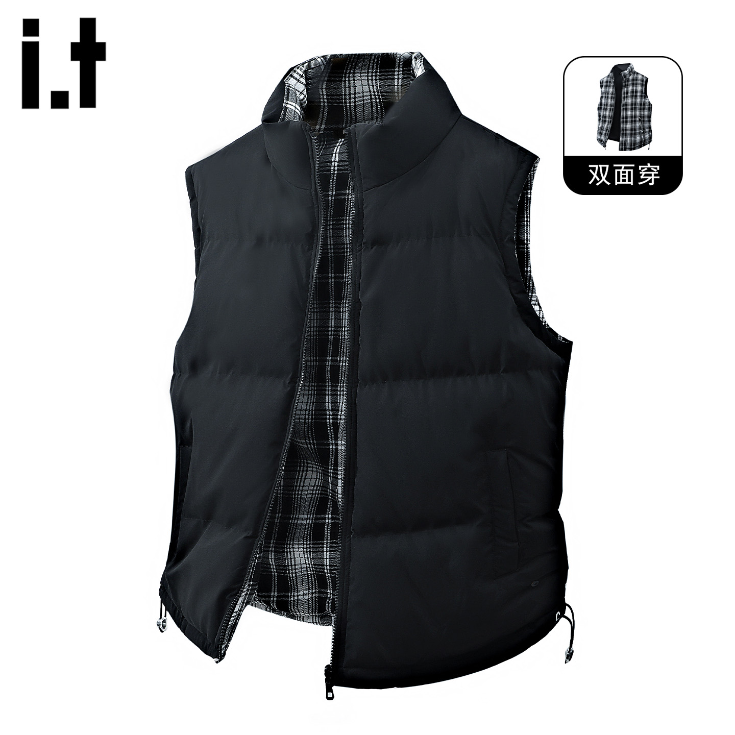 FIVEcm黑色加厚棉衣马甲