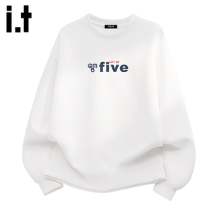 it :5cm/FIVECM重磅圆领套头落肩袖卫衣男女款宽松慵懒风休闲上衣