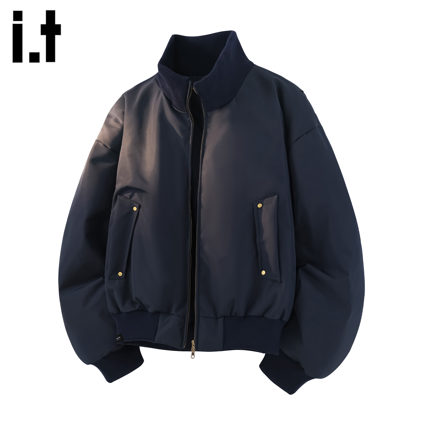 it5cm黑色棒球服领加厚棉服