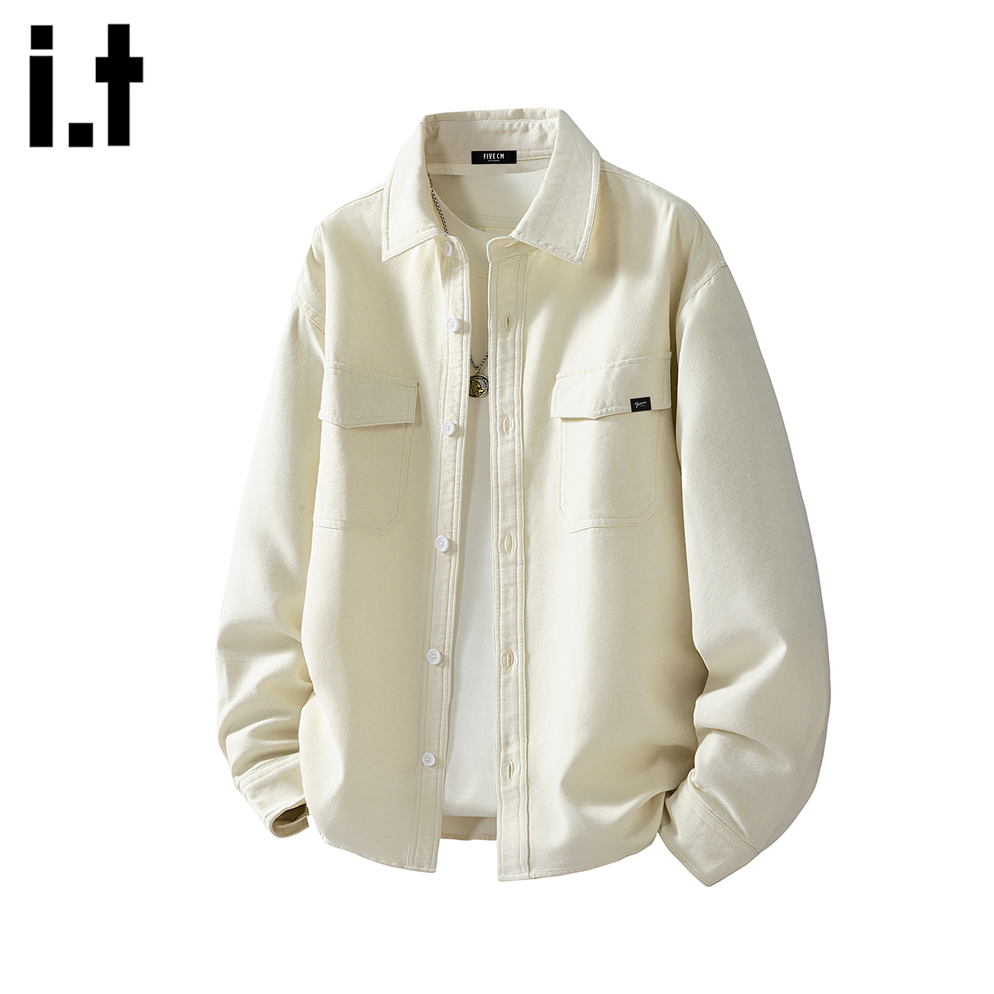 FIVEcm港风牛仔衬衫男士