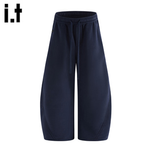 it :5cm/FIVECM美式抽绳松紧腰阔腿卫裤男女2025秋冬季休闲弯刀裤