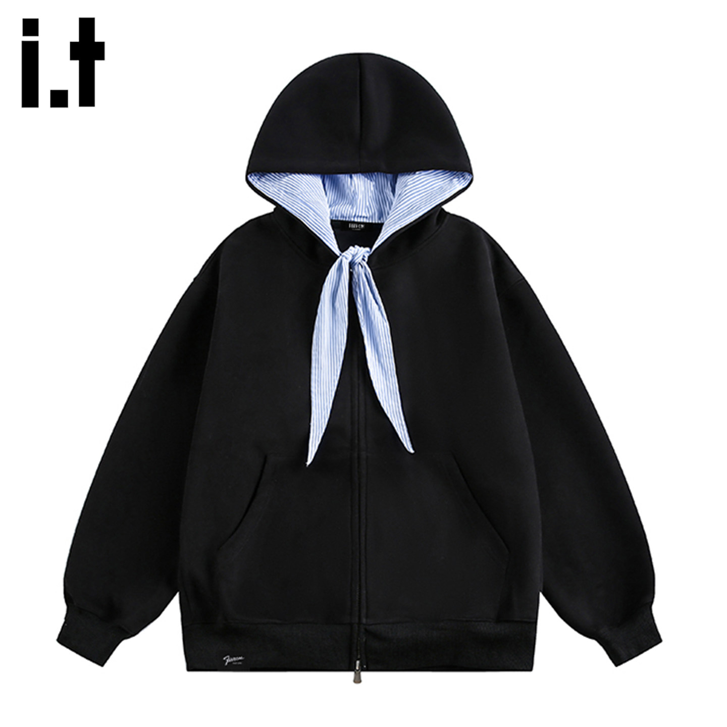 it :5cm/FIVECM复古条纹绑带拼接连帽卫衣男女款春季慵懒休闲外套,男装,卫衣,淘宝优惠券,粉丝福利购,淘宝优惠卷