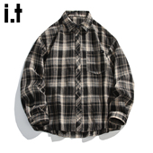 5cm FIVECM时尚 格子翻领衬衫 男士 2025春秋宽松慵懒风休闲上衣