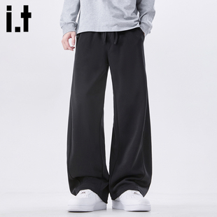 5cm 2025秋冬黑色运动抽绳宽松长裤 FIVECM美式 男款 休闲弯刀裤