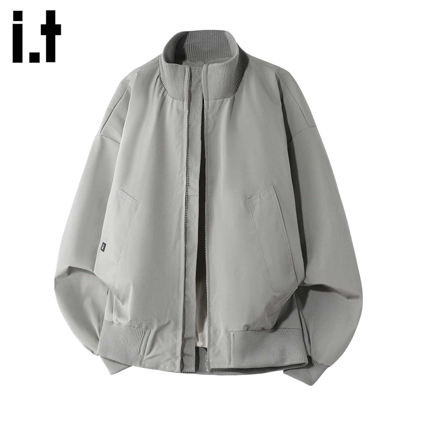 it :5cm/FIVECM灰色立领飞行夹克男秋季潮牌高级感宽松棒球服外套