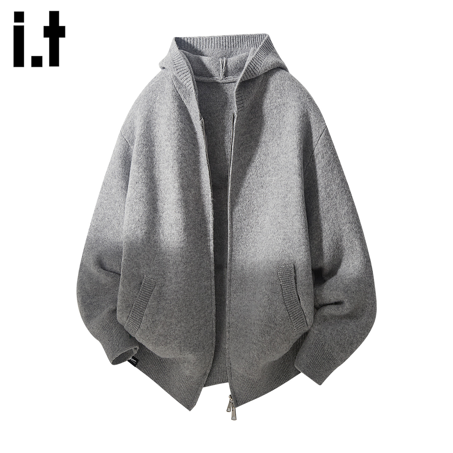 高级感连帽开衫针织毛衣外套男士