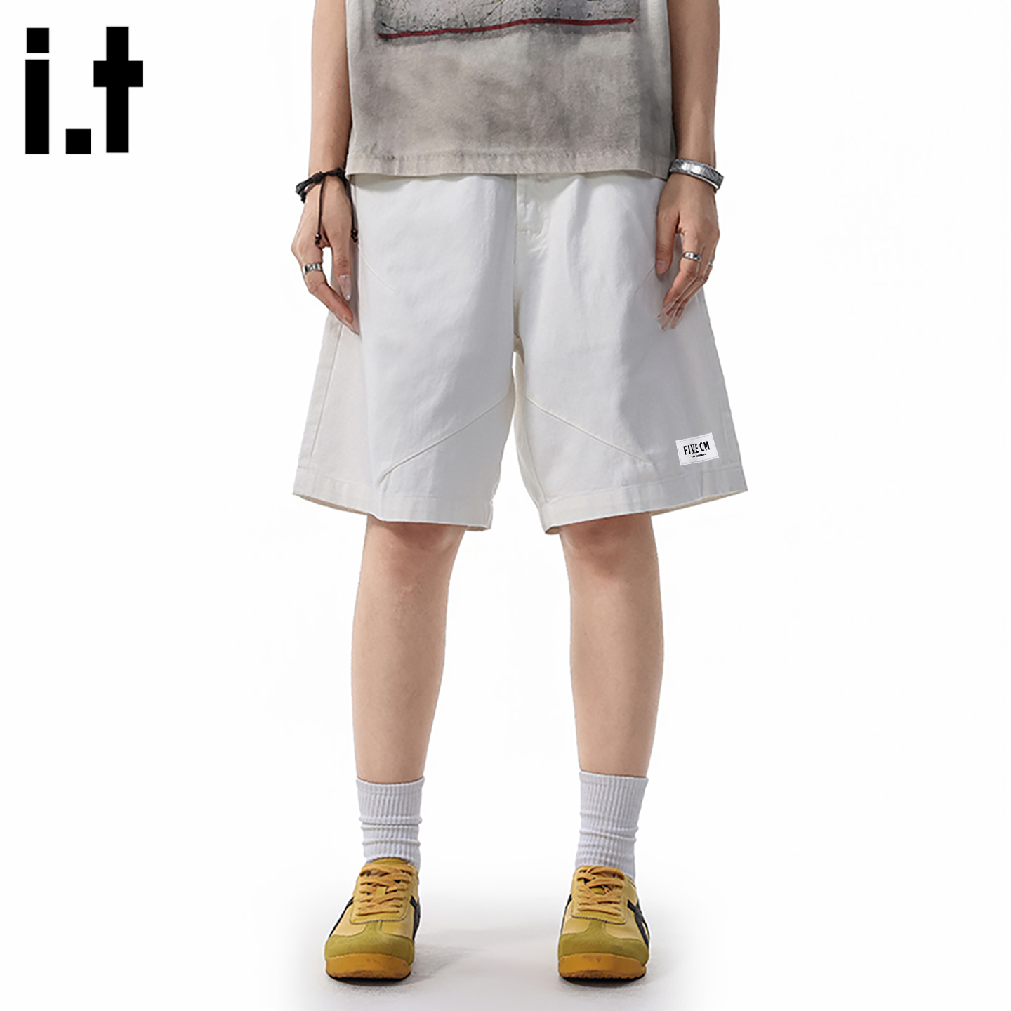 it :5cm/FIVECM夏季日系中裤纯棉休闲短裤男女潮牌工装白色五分裤