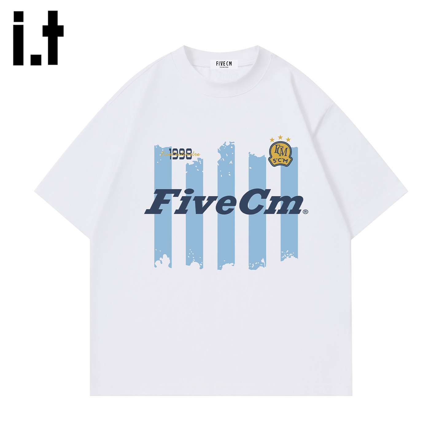 itFIVECM美式条纹短袖情侣T恤