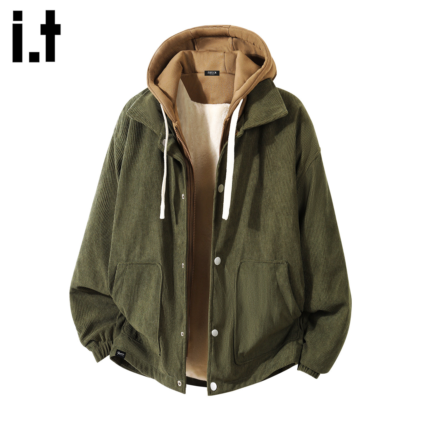 it :5cm/FIVECM假两件灯芯绒连帽外套男士2026秋冬季时尚百搭夹克