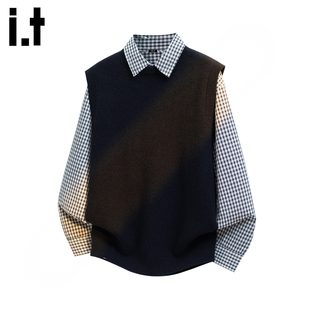 针织韩版 FIVECM春节穿搭一整套时尚 百搭休闲格子减龄毛衣 5cm