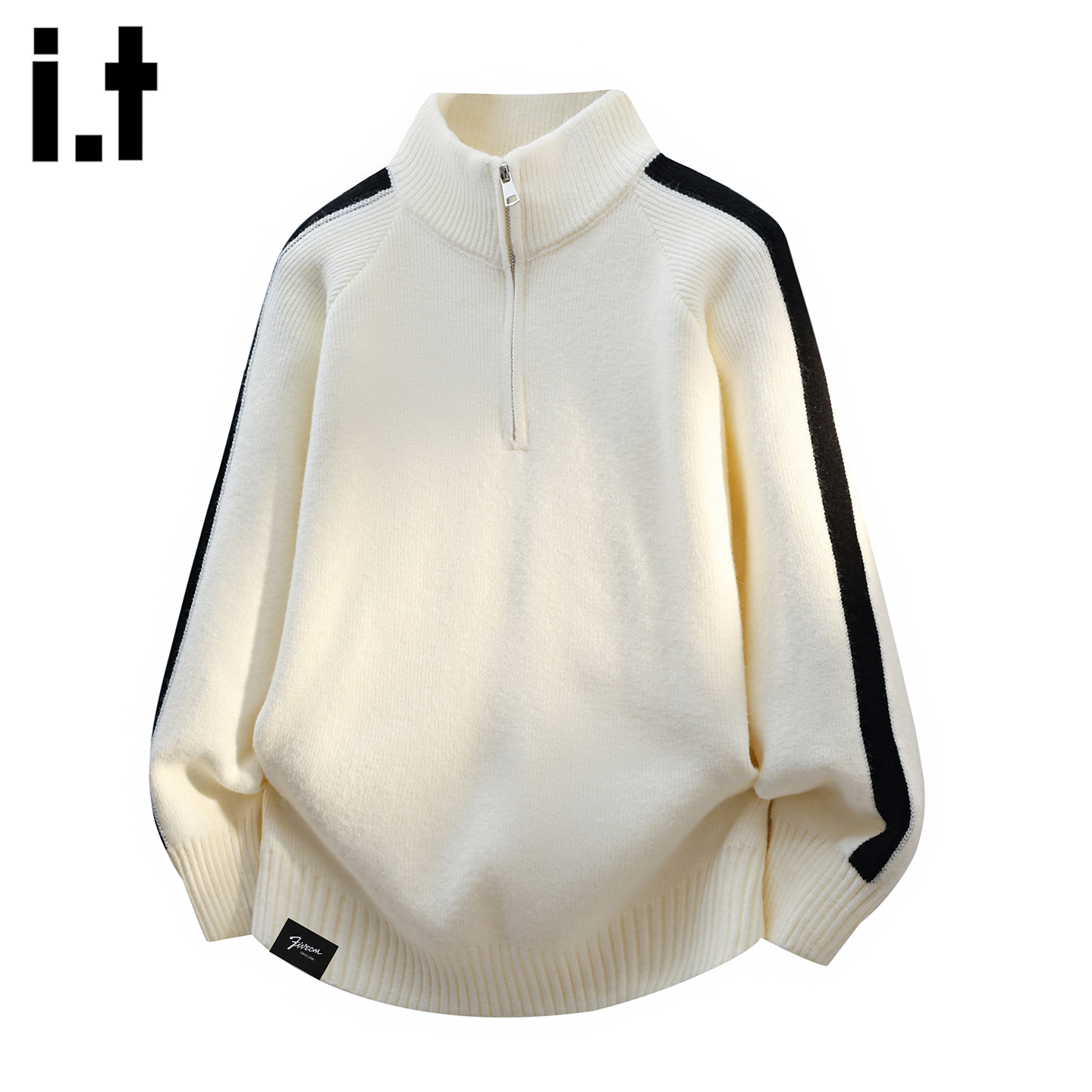 IT'S5cm美式半拉链针织毛衣