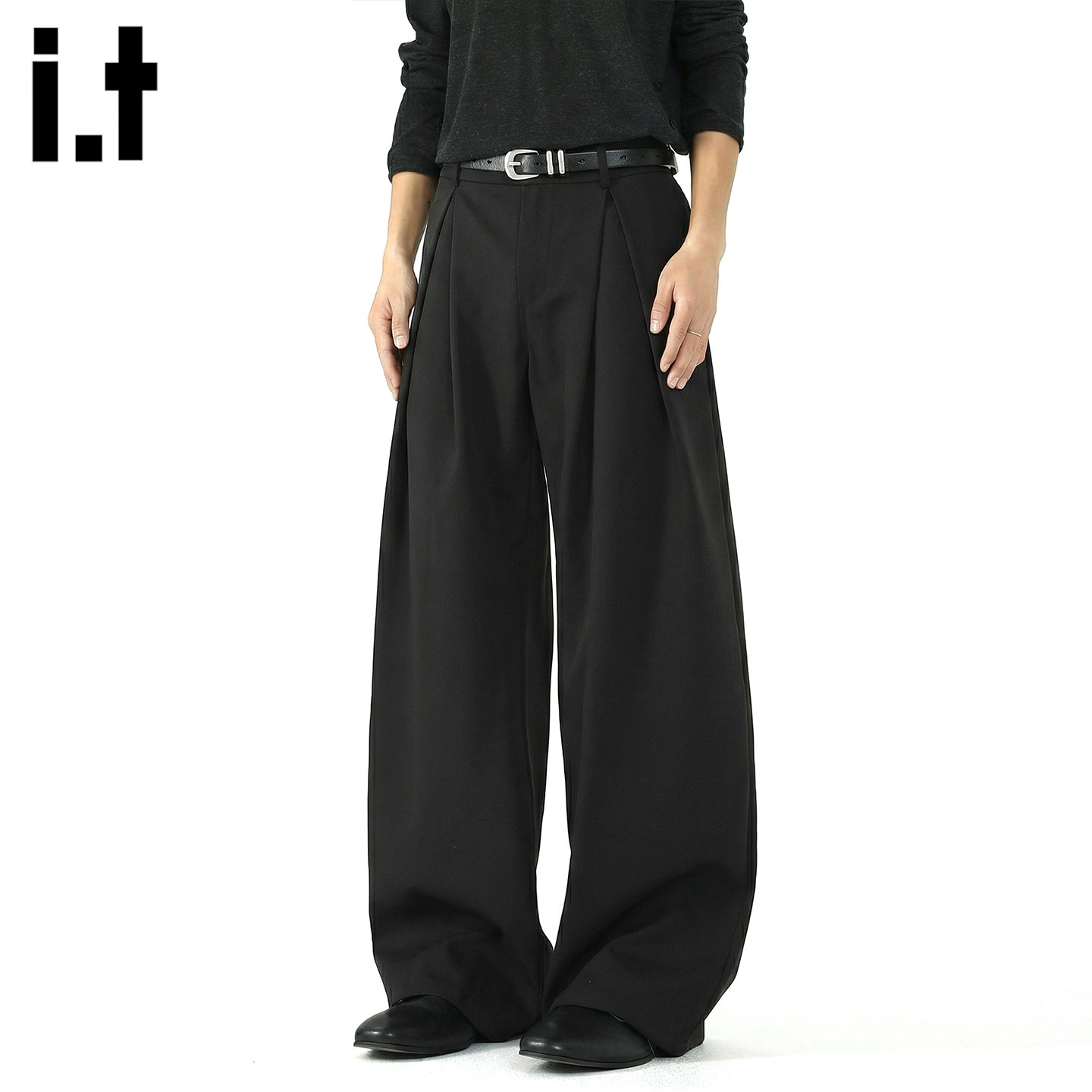 it :5cm/FIVECM阔腿西装裤子男高级痞帅美式港风直筒阔腿弯刀长裤