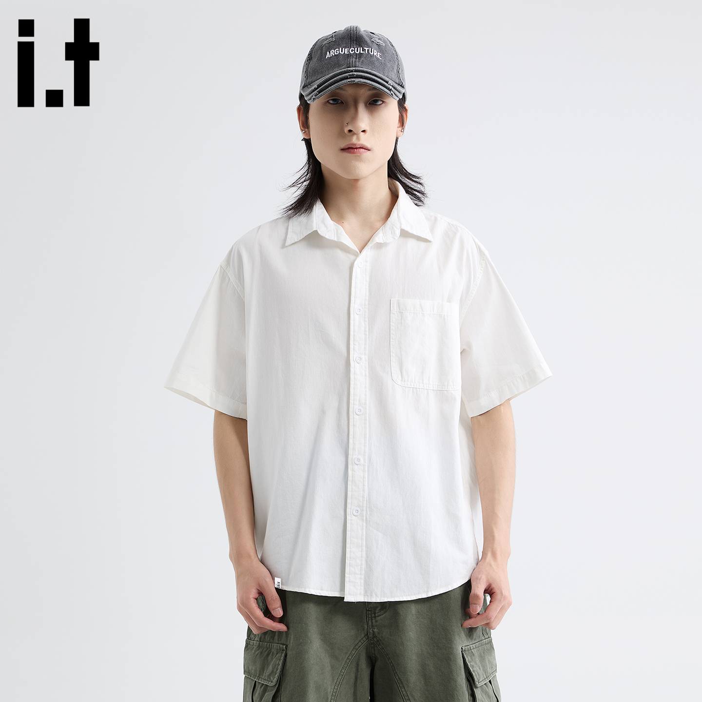 it :5cm/FIVECM男士白色长袖衬衫男款2025新款夏季宽松高级感上衣