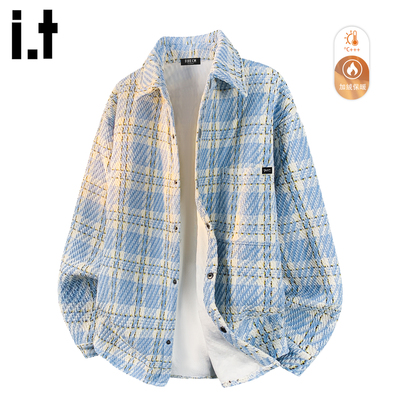 IT'S5cm青年条纹格子长袖衬衫