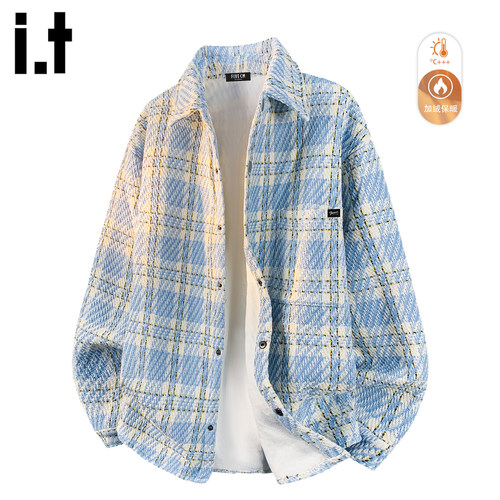 IT'S5cm青年条纹格子长袖衬衫