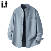 5cm FIVECM休闲风立领衬衫 男长袖 宽松高级痞帅新中式 衬衣外套