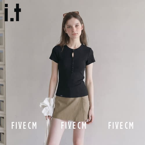 itFIVECM镂空夏季短袖T恤女