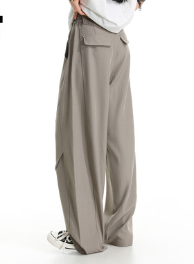 it :5cm/FIVECM美式松紧腰西装阔腿裤男女款2025春秋宽松休闲长裤