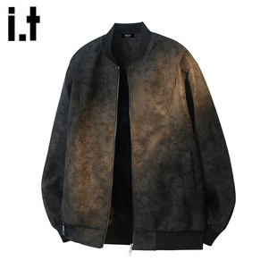 it :5cm/FIVECM黑色麂皮皮衣夹克外套男士2025秋冬防风高级感外衣