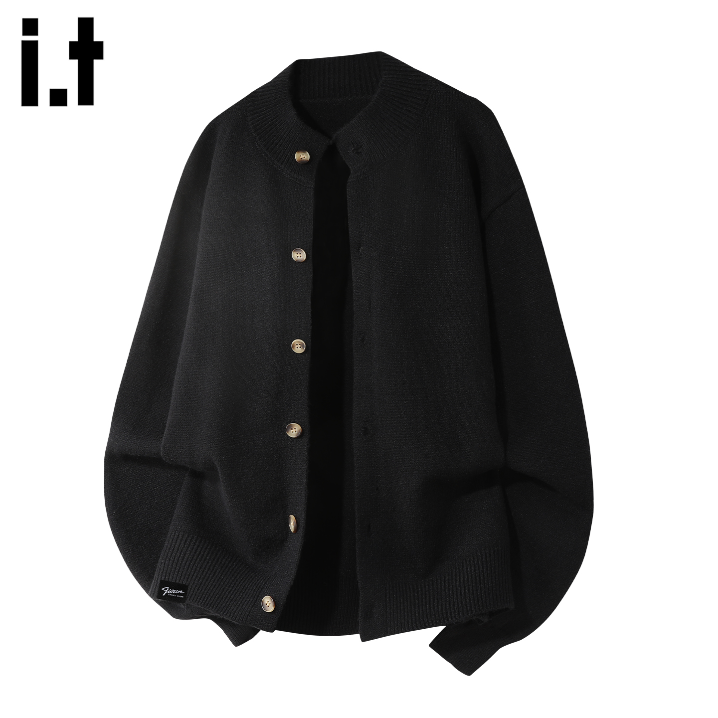 it :5cm/FIVECM黑色慵懒风宽松针织外套男士2025秋季开衫毛衣上衣