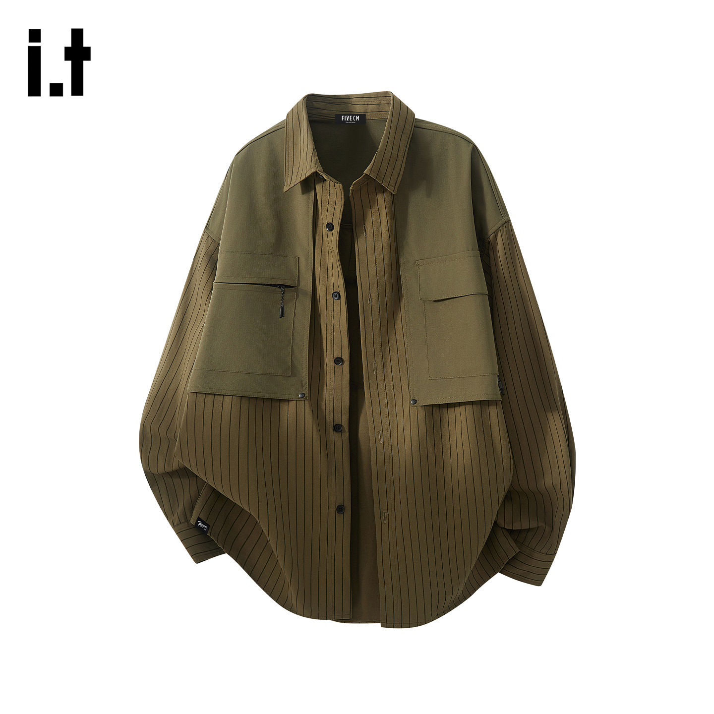 IT'S5cm时尚拼接撞色条纹衬衫