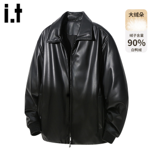 it :5cm/FIVECM皮衣羽绒服男士2025冬季高级感复古加厚白鸭绒外套