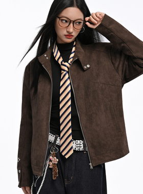 it :5cm/FIVECM潮牌美式麂皮翻领飞行夹克外套2025新款秋冬款外衣