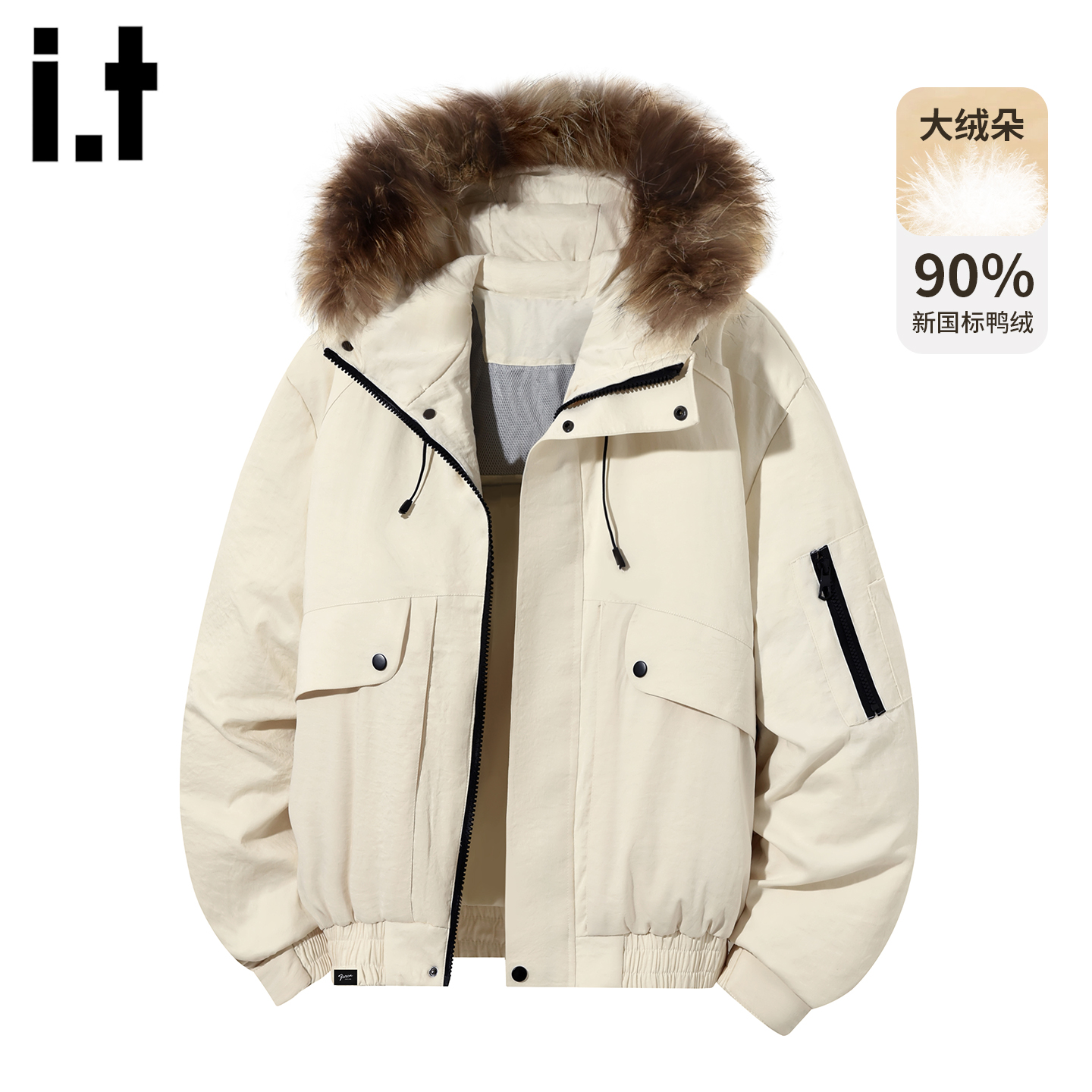 时尚大毛领连帽羽绒服