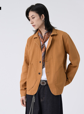 it :5cm/FIVECM咖色设计感长袖薄款翻领夹克外套男款2025秋季上衣