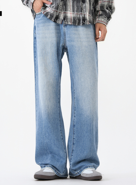 it :5cm/FIVECM蓝色复古时尚牛仔裤男士2025新款秋季直筒宽松长裤