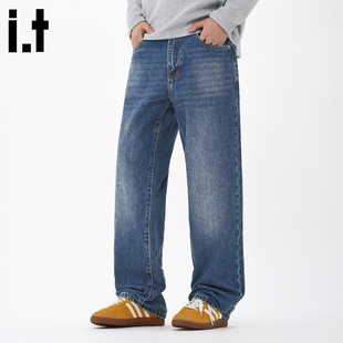 it :5cm/FIVECM经典蓝色窄版阔腿牛仔裤男士2025新款秋季直筒长裤