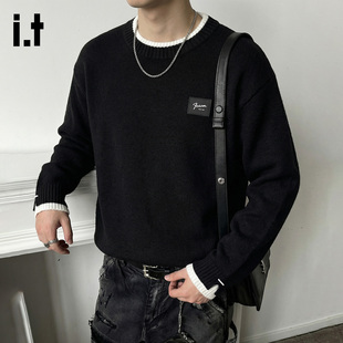it :5cm/FIVECM燕麦色毛衣男款春季成熟稳重潮流百搭打底针织衫