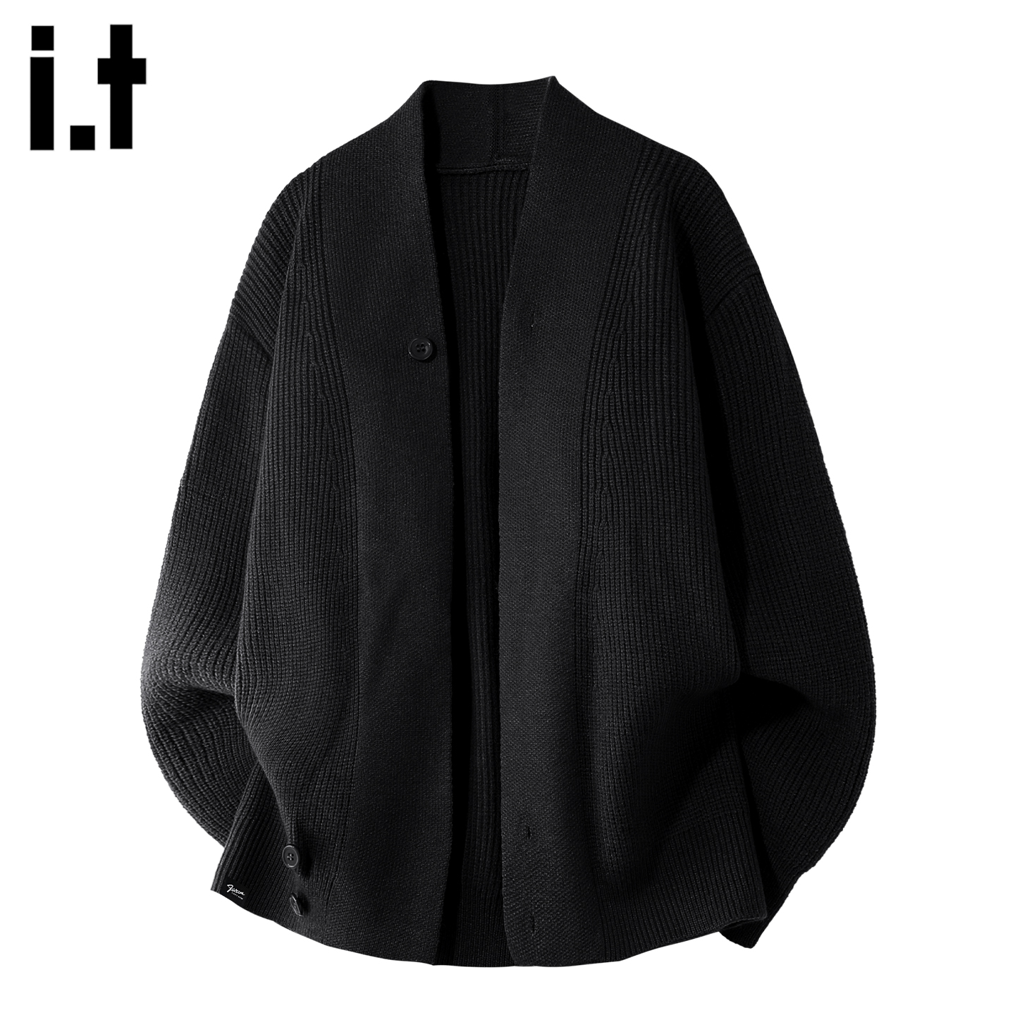 IT'S5cm黑色针织开衫毛衣外套