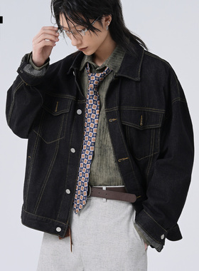 it :5cm/FIVECM复古百搭明线装饰牛仔外套男士2025新款秋宽松上衣
