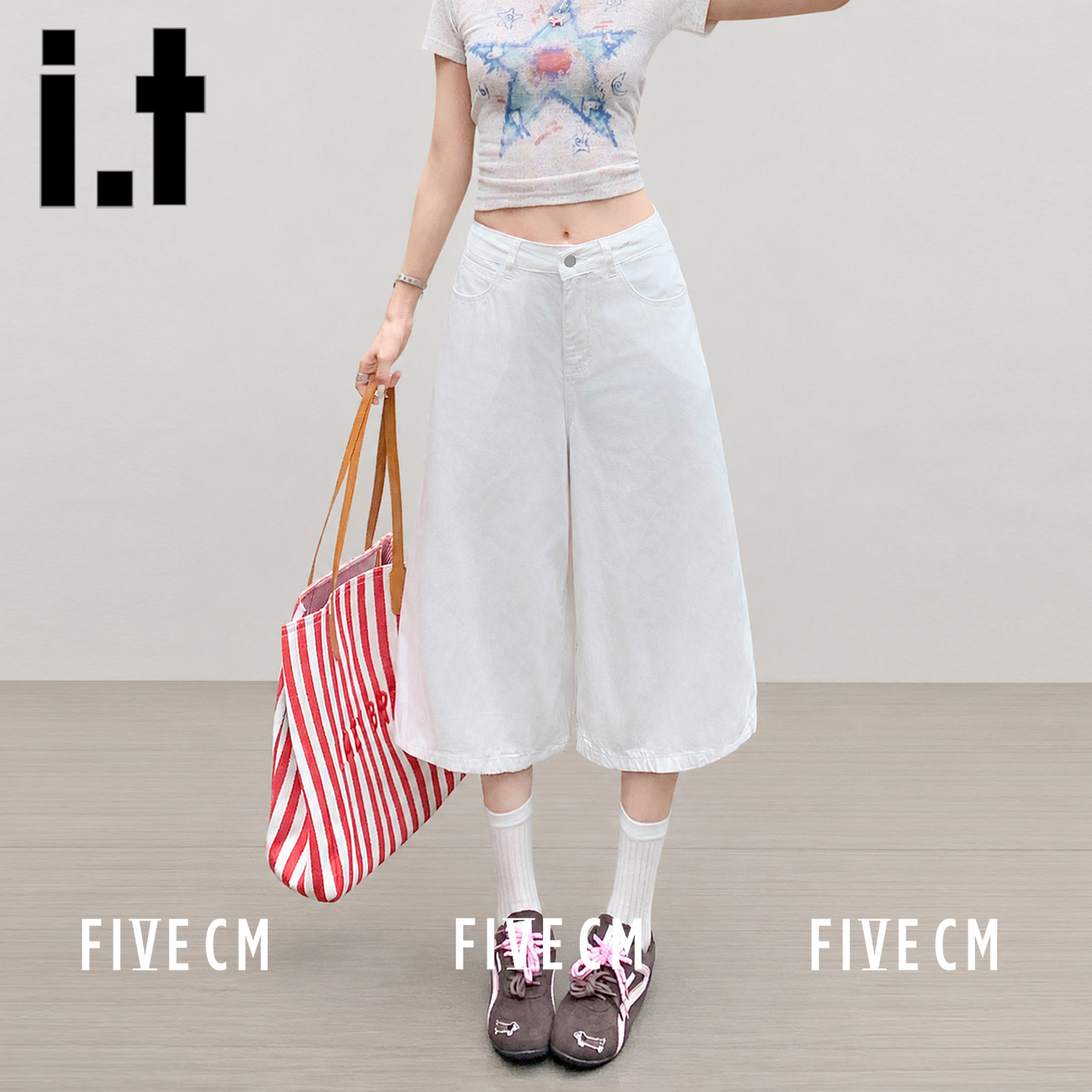 itFIVECM夏季美式牛仔七分中裤