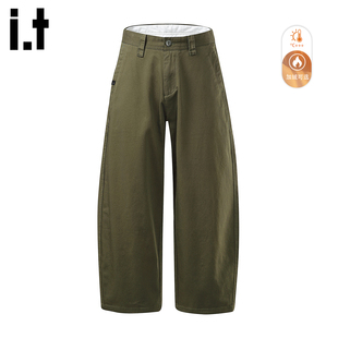 it :5cm/FIVECM美式加绒宽松弯刀裤男士2025新款秋冬季阔腿工装裤