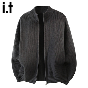 it :5cm/FIVECM美式拉链开衫毛衣外套男士2025秋冬宽松高级感上衣