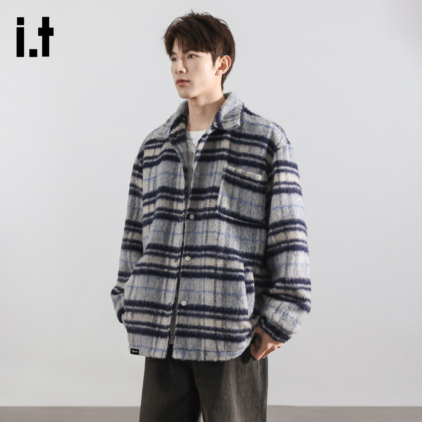 it :5cm/FIVECM美式毛呢大衣男士短款潮牌高级感呢子夹克休闲外套