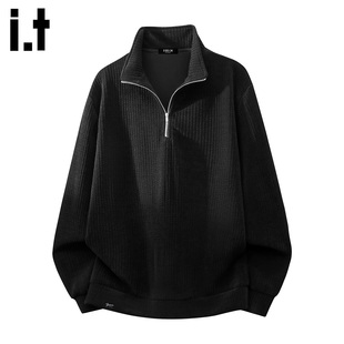 it :5cm/FIVECM半拉链立领针织衫男士春季高级感毛衣宽松简约外套