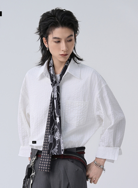 it :5cm/FIVECM白色高级感翻领条纹长袖衬衫男款2025秋季宽松上衣