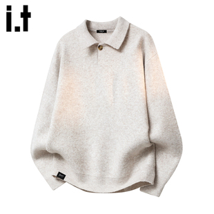 男秋季 FIVECM设计感POLO领针织衫 潮牌慵懒风舒适套头毛衣 5cm