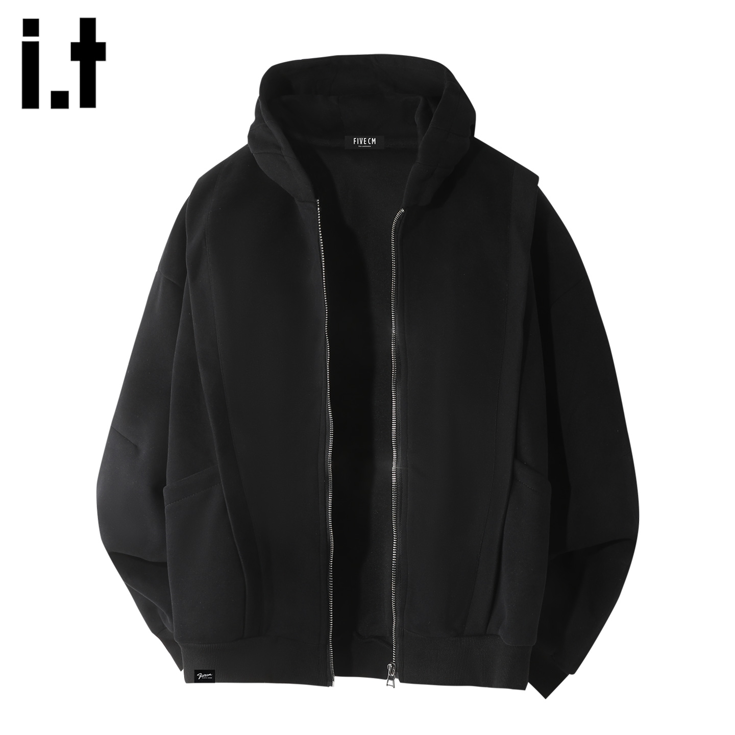 IT'S5cm黑色解构休闲开衫卫衣