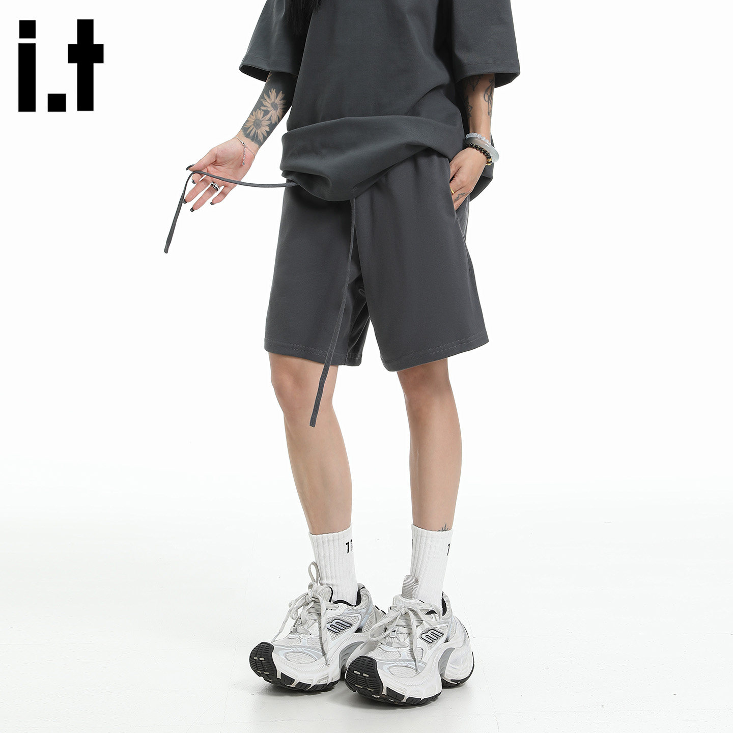 it :5cm/FIVECM松紧腰休闲短裤男女款2025夏季美式潮流宽松五分裤