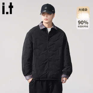 it :5cm/FIVECM黑色轻薄衬衫式羽绒服男款2025冬季保暖90鸭绒外套