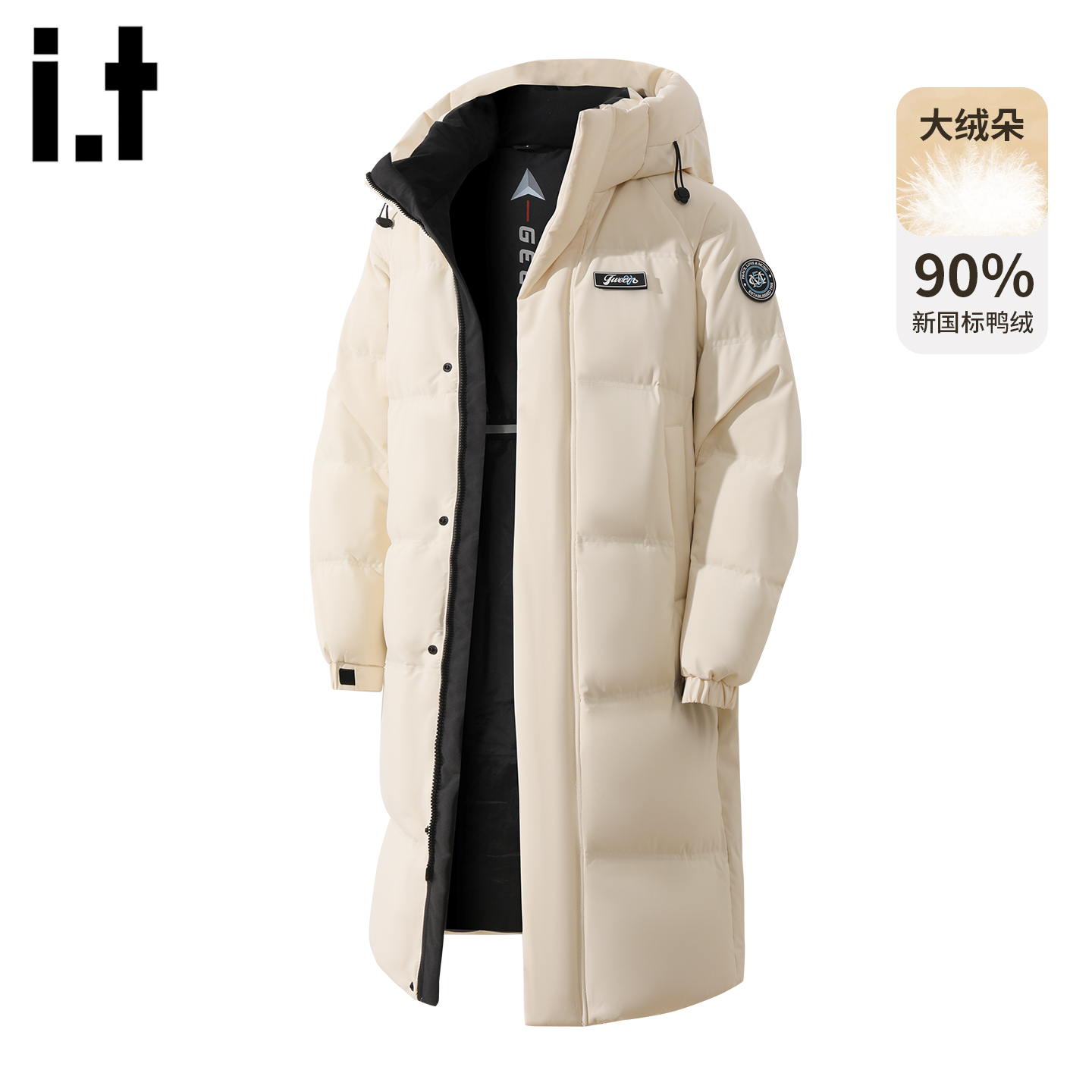 it5cm潮牌连帽羽绒服外套中长款